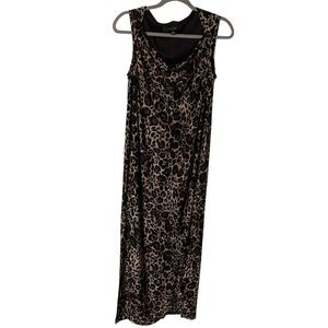 Nine West Animal Leopard Print Maxi Dress Sleeveless Size 6 stretchy slinky sexy